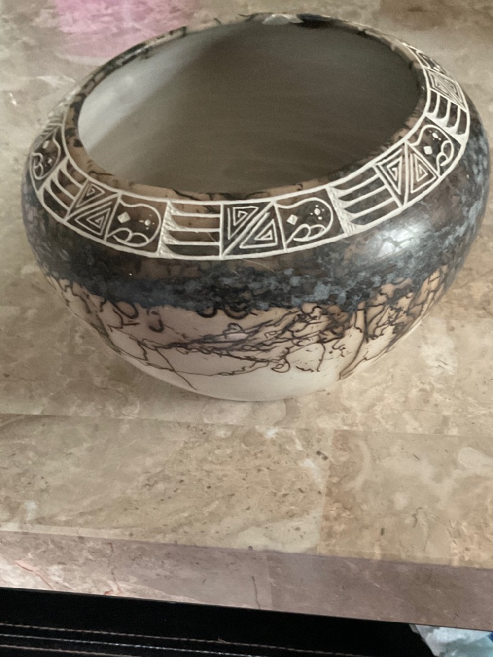 E LOUIS ACOMA Horsehair Pottery Bowl 2005